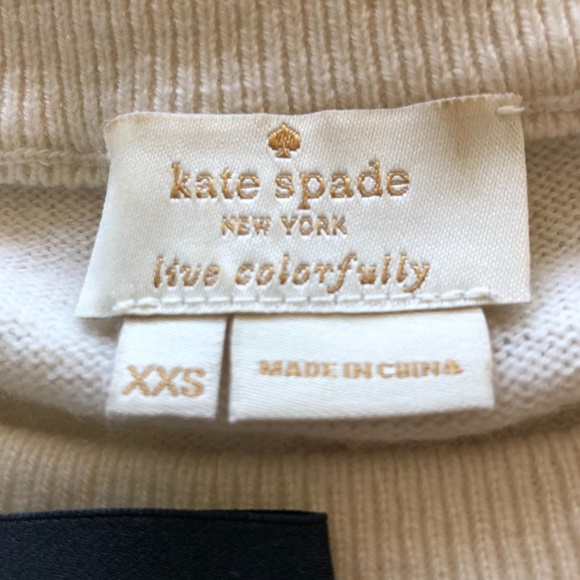 Kate Spade rosette pin cream wool blend Sweater SZ XXS - Picture 6 of 7